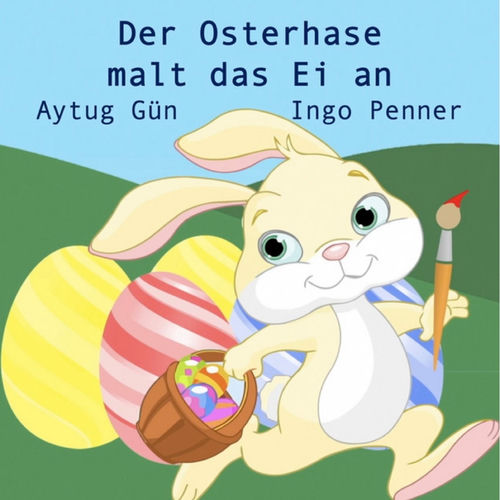 Der Osterhase malt das Ei an