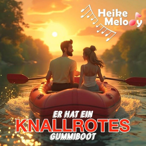 Er hat ein knallrotes Gummiboot