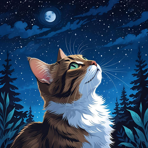 The night sky and a cat